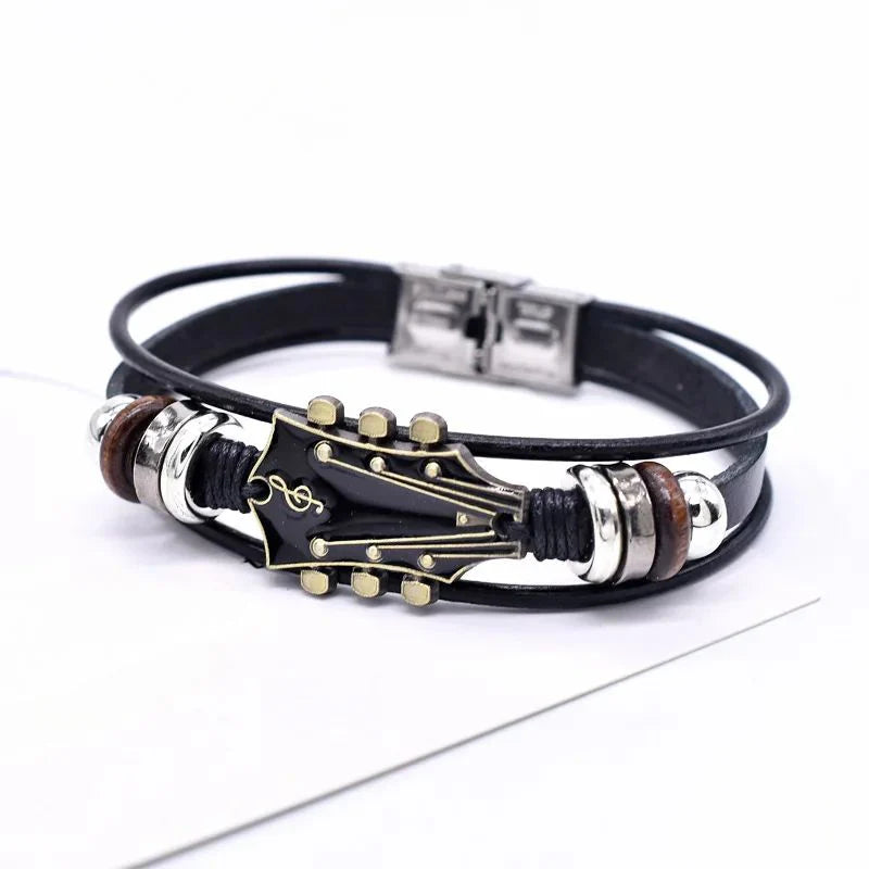Nashville Guitar Leather Bracelet