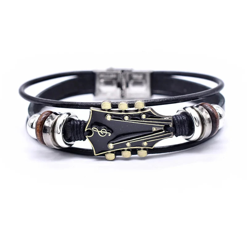 Nashville Guitar Leather Bracelet